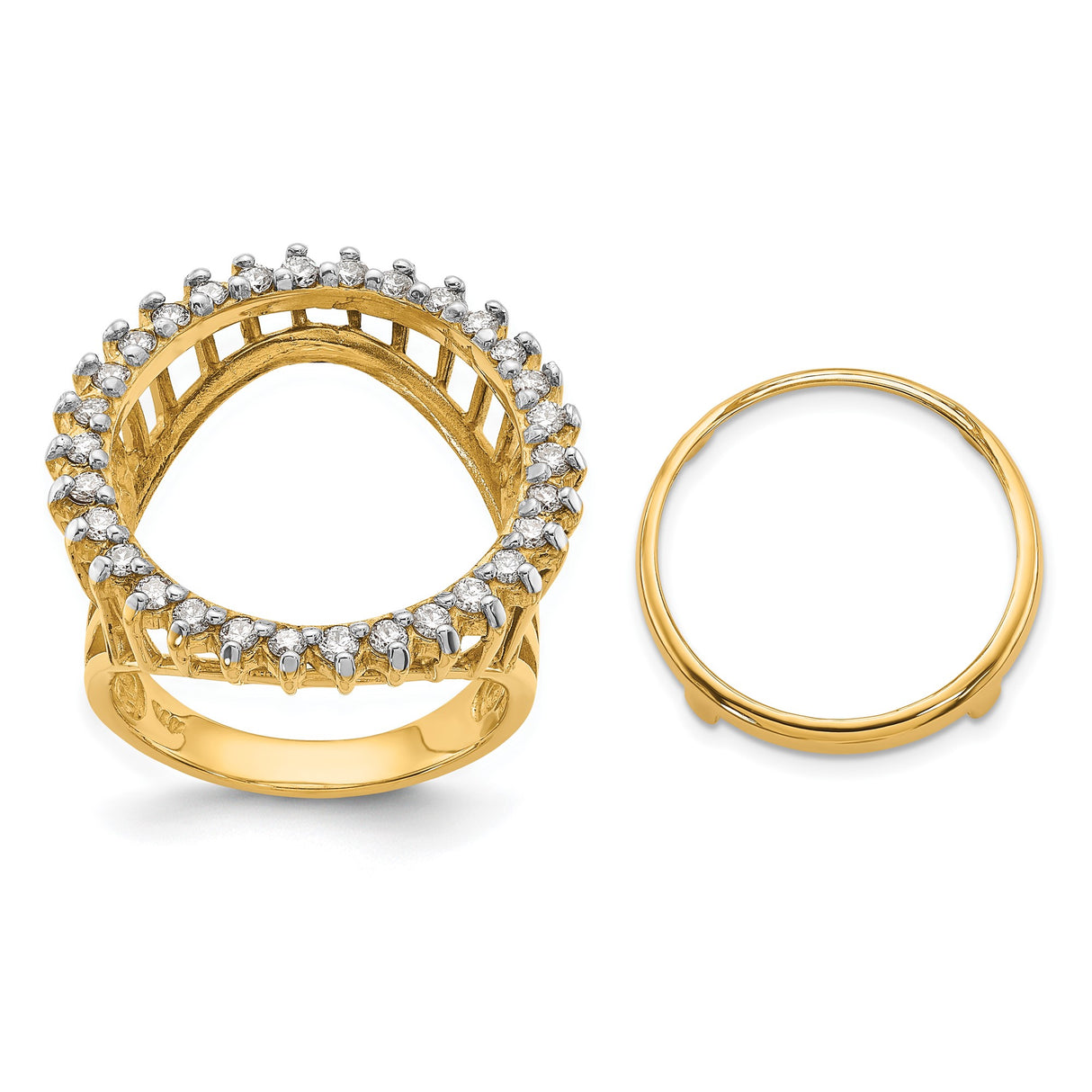 17 mm 14k Yellow Gold coin bezel ring for US $5 American Buffalo