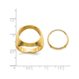 17 mm 14k Yellow Gold coin bezel ring for US $5 American Buffalo — size reference (ruler)