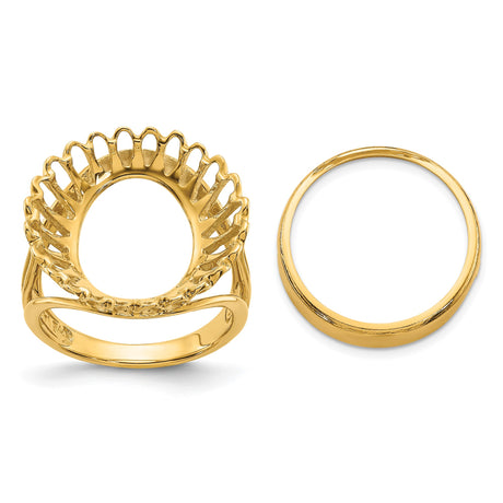 17 mm 14k Yellow Gold coin bezel ring for US $5 American Buffalo