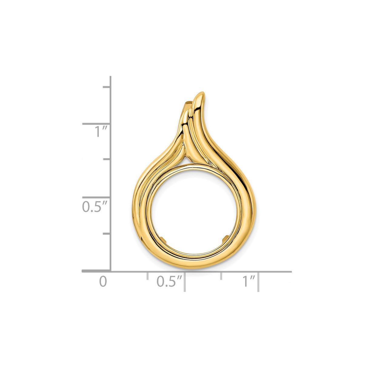 17 mm 14k Yellow Gold coin bezel pendant for US $5 American Eagle — size reference (ruler)