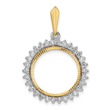 17 mm 14k Multi-Tone Gold coin bezel pendant for US $5 American Eagle