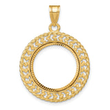 17 mm 14k Yellow Gold coin bezel pendant for US $5 American Eagle