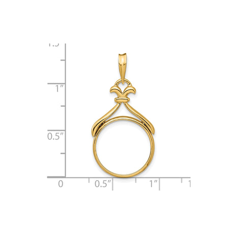 17 mm 14k Yellow Gold coin bezel pendant for US $5 American Eagle — size reference (ruler)