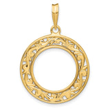 17 mm 14k Yellow Gold coin bezel pendant for US $5 American Eagle