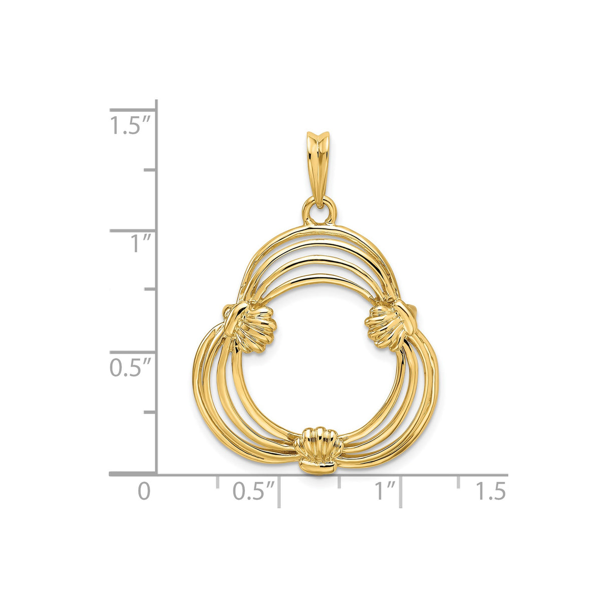 17 mm 14k Yellow Gold coin bezel pendant for US $5 American Eagle — size reference (ruler)