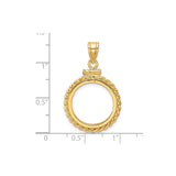 17 mm 14k Yellow Gold coin bezel pendant for US $5 American Eagle — size reference (ruler)