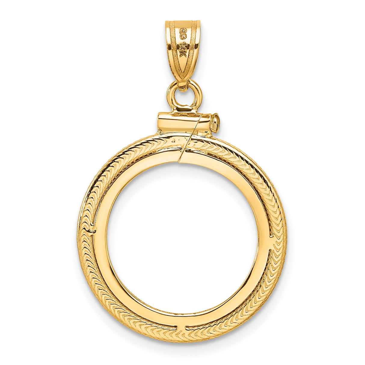 17 mm 14k Yellow Gold coin bezel pendant for US $5 American Eagle — additional image