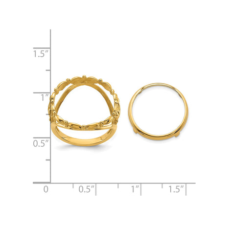 17 mm 14k Yellow Gold coin bezel ring for US $5 American Eagle — size reference (ruler)