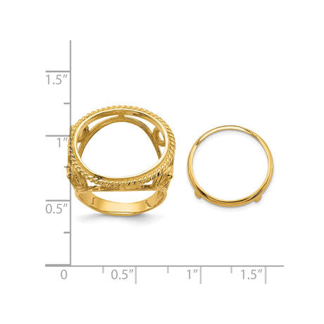 17 mm 14k Yellow Gold coin bezel ring for US $5 American Eagle — size reference (ruler)