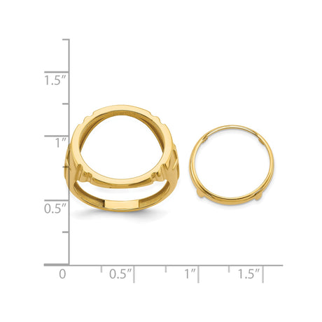 17 mm 14k Yellow Gold coin bezel ring for US $5 American Eagle — size reference (ruler)