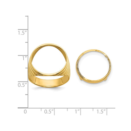 17 mm 14k Yellow Gold coin bezel ring for US $5 American Eagle — size reference (ruler)