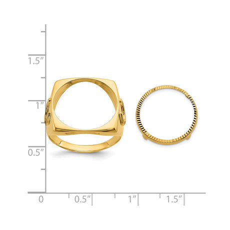 17 mm 14k Yellow Gold coin bezel ring for US $5 American Eagle — size reference (ruler)
