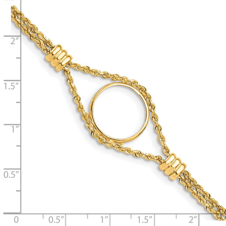 17 mm 14k Yellow Gold coin bezel bracelet for US $10 American Eagle Platinum — size reference (ruler)