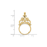 17 mm 14k Yellow Gold coin bezel pendant for US $10 American Eagle Platinum — size reference (ruler)