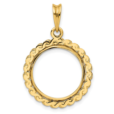 17 mm 14k Yellow Gold coin bezel pendant for US $10 American Eagle Platinum