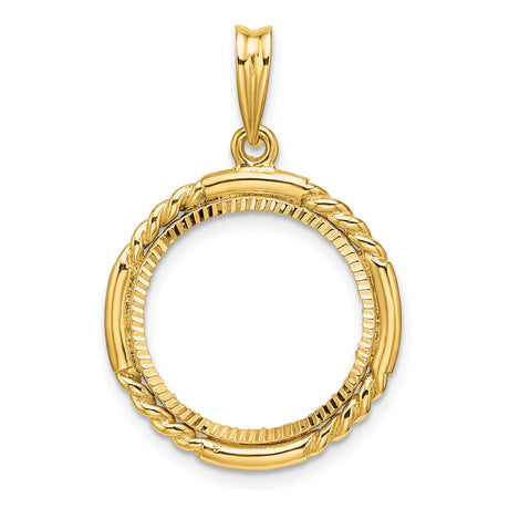 17 mm 14k Yellow Gold coin bezel pendant for US $10 American Eagle Platinum