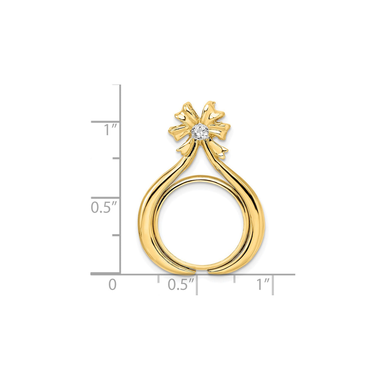 17 mm 14k Multi-Tone Gold coin bezel pendant for US $10 American Eagle Platinum — size reference (ruler)