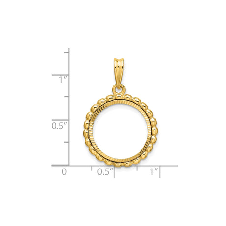 17 mm 14k Yellow Gold coin bezel pendant for US $10 American Eagle Platinum — size reference (ruler)