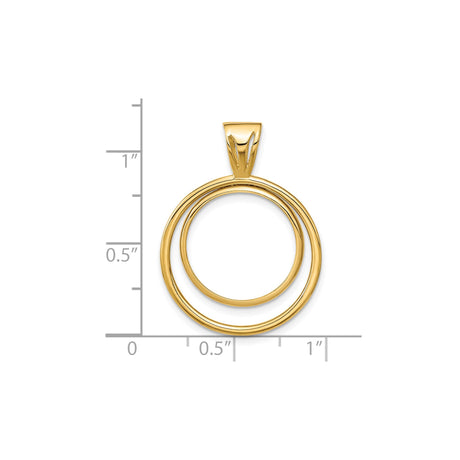 17 mm 14k Yellow Gold coin bezel pendant for US $10 American Eagle Platinum — size reference (ruler)