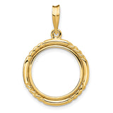 17 mm 14k Yellow Gold coin bezel pendant for US $10 American Eagle Platinum