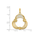 17 mm 14k Yellow Gold coin bezel pendant for US $10 American Eagle Platinum — size reference (ruler)