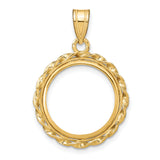 17 mm 14k Yellow Gold coin bezel pendant for US $10 American Eagle Platinum
