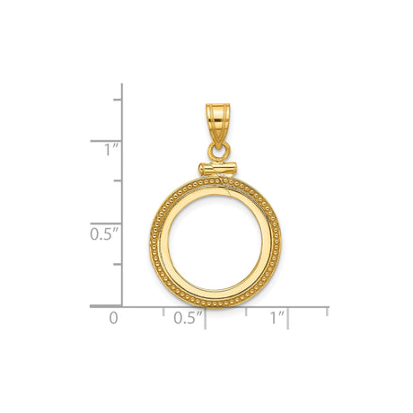 17 mm 14k Yellow Gold coin bezel pendant for US $10 American Eagle Platinum — size reference (ruler)
