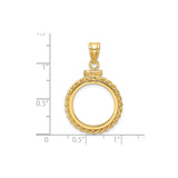 17 mm 14k Yellow Gold coin bezel pendant for US $10 American Eagle Platinum — size reference (ruler)