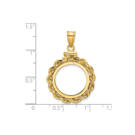 17 mm 14k Yellow Gold coin bezel pendant for US $10 American Eagle Platinum — size reference (ruler)