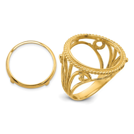 17 mm 14k Yellow Gold coin bezel ring for US $10 American Eagle Platinum — additional image