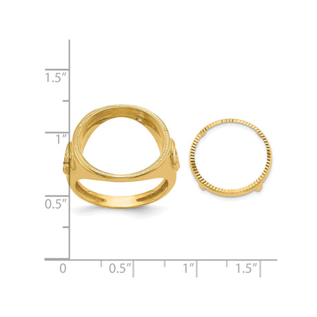 17 mm 14k Yellow Gold coin bezel ring for US $10 American Eagle Platinum — size reference (ruler)
