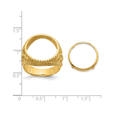 17 mm 14k Yellow Gold coin bezel ring for US $10 American Eagle Platinum — size reference (ruler)