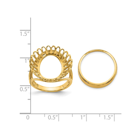 17 mm 14k Yellow Gold coin bezel ring for US $10 American Eagle Platinum — size reference (ruler)