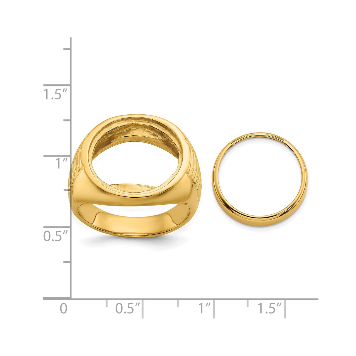 17 mm 14k Yellow Gold coin bezel ring for US $10 American Eagle Platinum — size reference (ruler)