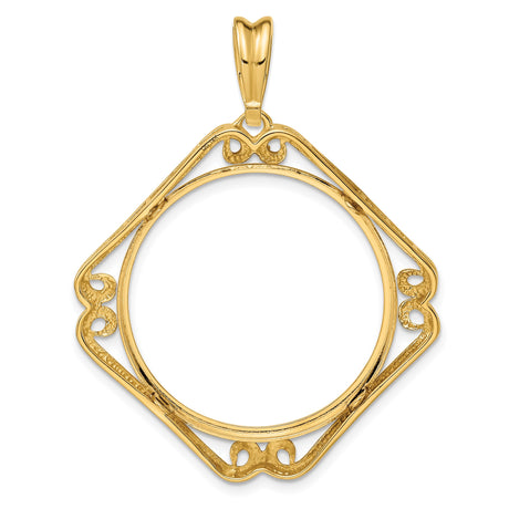 27 mm 14k Yellow Gold coin bezel pendant for US $25 American Buffalo — additional image