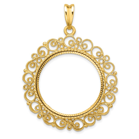 27 mm 14k Yellow Gold coin bezel pendant for US $25 American Buffalo