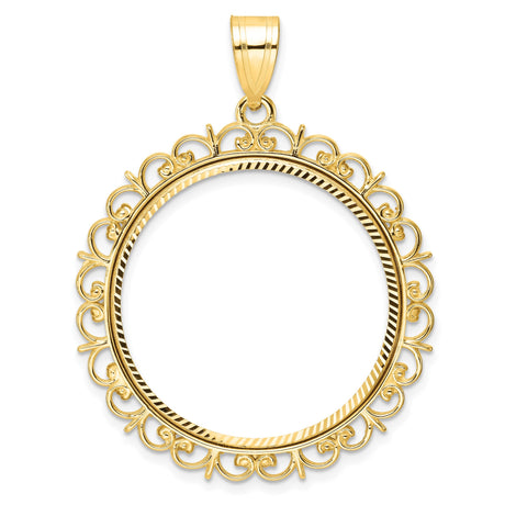 27 mm 14k Yellow Gold coin bezel pendant for US $25 American Buffalo