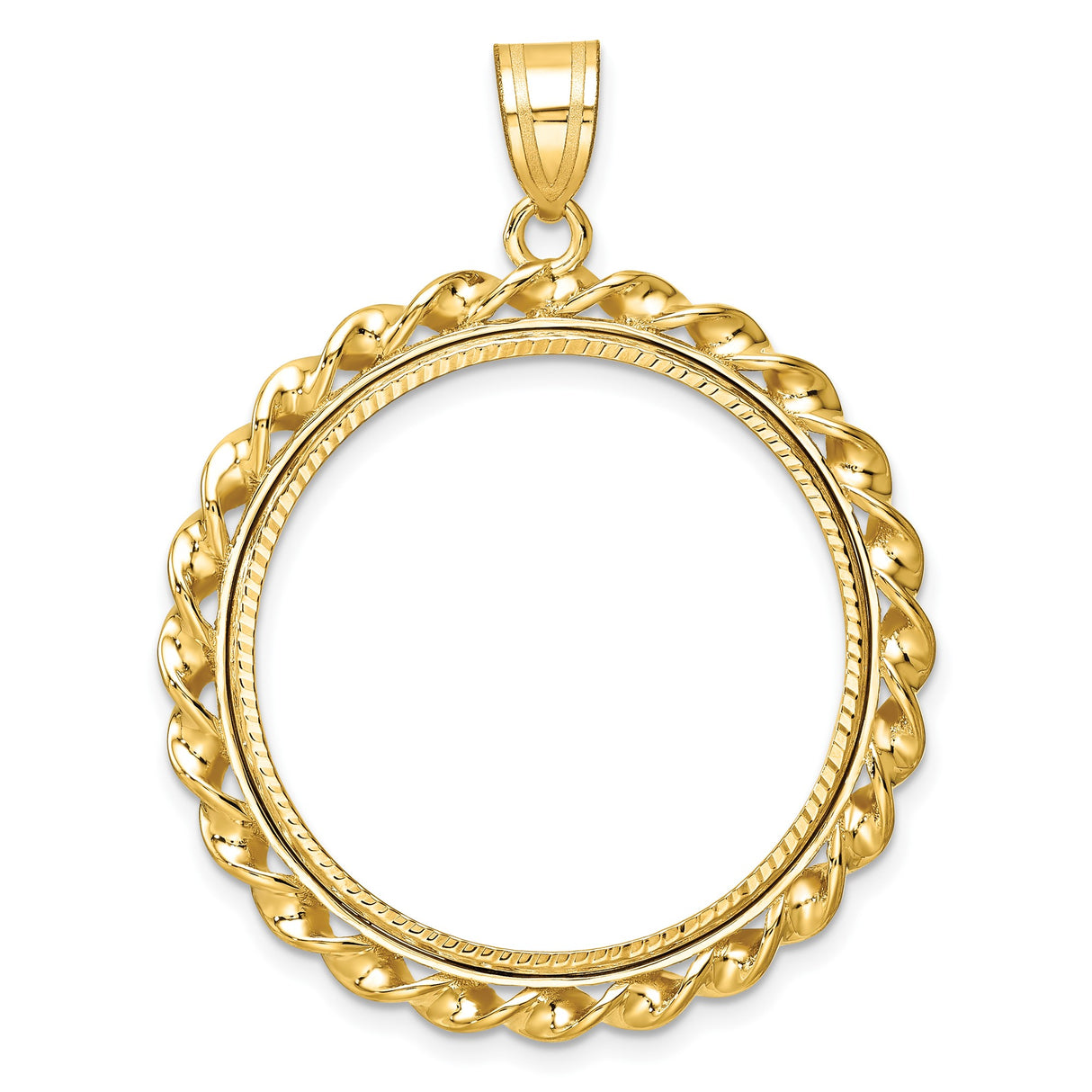 27 mm 14k Yellow Gold coin bezel pendant for US $25 American Buffalo