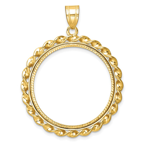 27 mm 14k Yellow Gold coin bezel pendant for US $25 American Buffalo