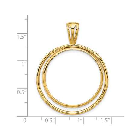 27 mm 14k Yellow Gold coin bezel pendant for US $25 American Buffalo — size reference (ruler)