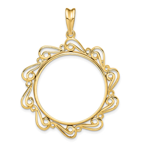 27 mm 14k Yellow Gold coin bezel pendant for US $25 American Buffalo