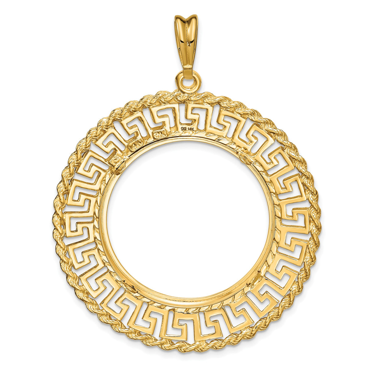 27 mm 14k Yellow Gold coin bezel pendant for US $25 American Buffalo — additional image