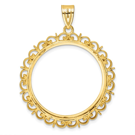 27 mm 14k Yellow Gold coin bezel pendant for US $25 American Buffalo — additional image