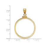 27 mm 14k Yellow Gold coin bezel pendant for US $25 American Buffalo — size reference (ruler)