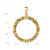 27 mm 14k Yellow Gold coin bezel pendant for US $25 American Buffalo — size reference (ruler)