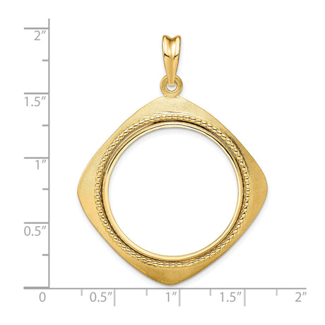 27 mm 14k Yellow Gold coin bezel pendant for US $25 American Buffalo — size reference (ruler)