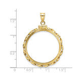 27 mm 14k Yellow Gold coin bezel pendant for US $25 American Buffalo — size reference (ruler)