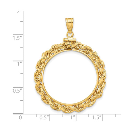27 mm 14k Yellow Gold coin bezel pendant for US $25 American Buffalo — size reference (ruler)