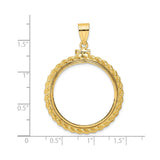 27 mm 14k Yellow Gold coin bezel pendant for US $25 American Buffalo — size reference (ruler)