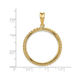 27 mm 14k Yellow Gold coin bezel pendant for US $25 American Eagle — size reference (ruler)